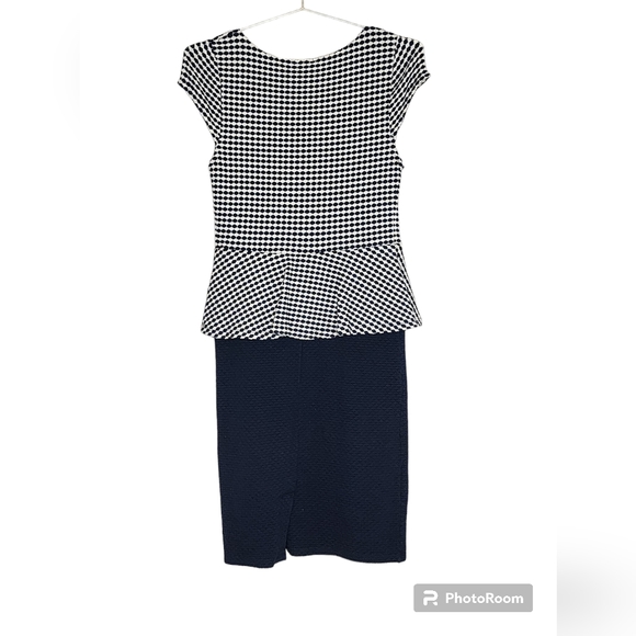 Anthropologie Post Tag Office Nautical Knit Peplum Cap Sleeve Form Fitted Y2K - Picture 14 of 15